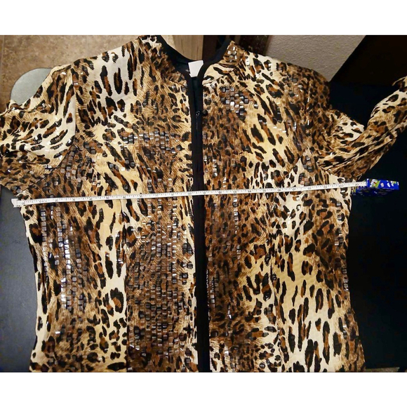 aDRESSing WOMAN Women's XL Leopard Print Sequin Full Zip Jacket (JC234) - Picture 4 of 5